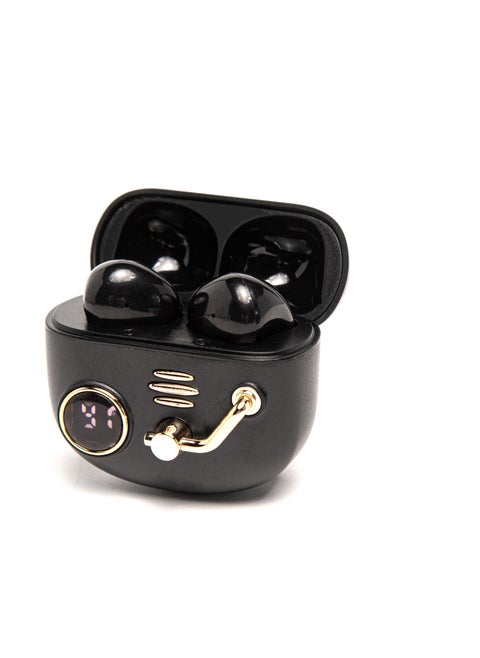 Retro Wireless Bluetooth Headset Semi-In-Ear High Sound Quality Black For IPhone And Android