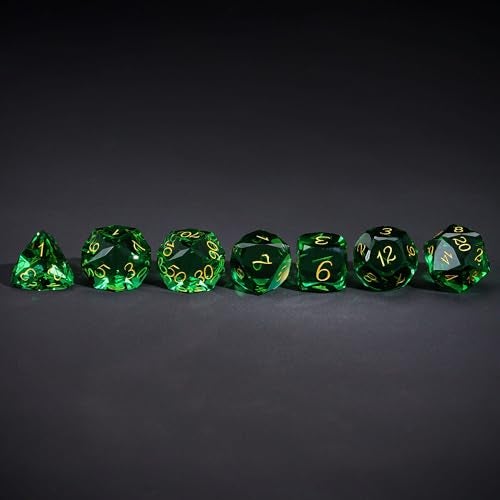 UDIXI 7Piece Green Glass DND Dice Set MultiFaceted DiamondCut Glass DD Dice for RPG Tabletop Games - Image 5