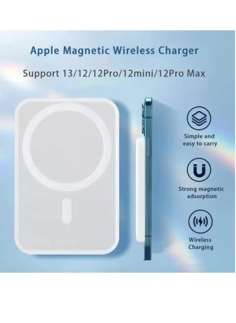 JAJEEK - NEW MagSafe Wireless Power Bank for iPhone 14 Pro – 10,000mAh Portable Charger in White - Image 1
