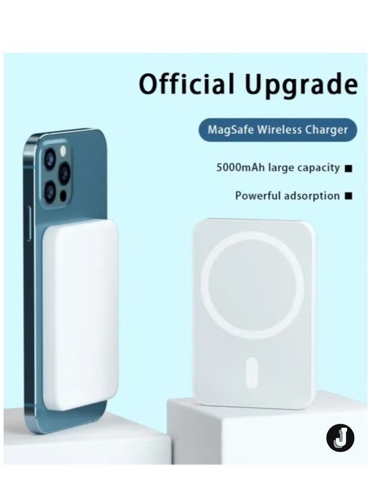 JAJEEK - NEW MagSafe Wireless Power Bank for iPhone 14 Pro – 10,000mAh Portable Charger in White - Image 1