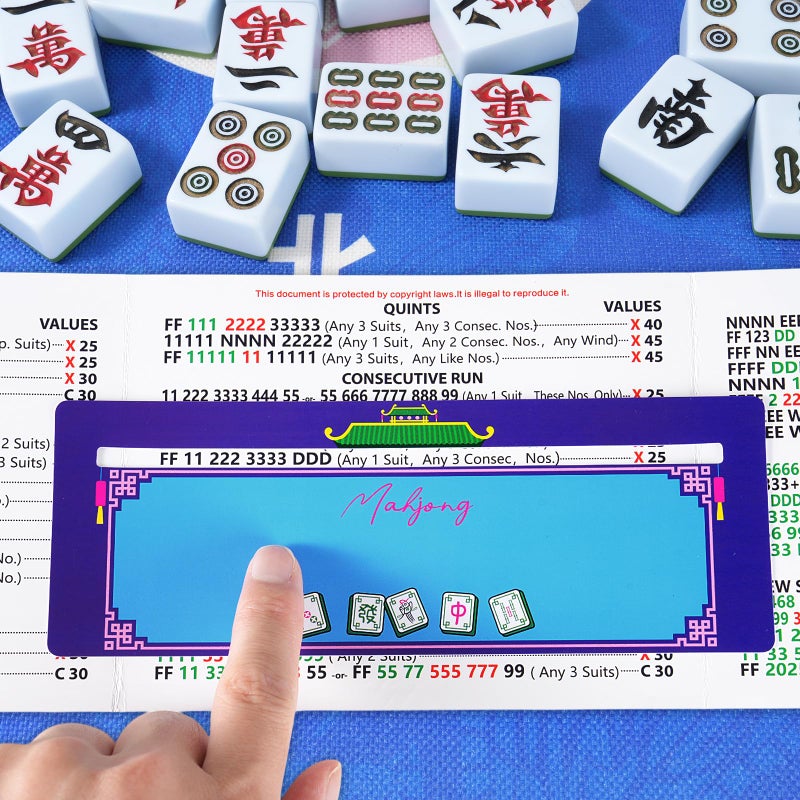 linastu 4Pack Mahjong Line Finder, Mahjong Line Reader Guide, Mah Jongg Card Mah Jong Accessories and Gifts, Mah Jong Game Rules Helper (Pattern) - Image 2