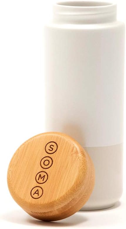 Soma Full Circle Home Soma Insulated Ceramic Mug with Bamboo Lid Pearl 12oz - Image 1