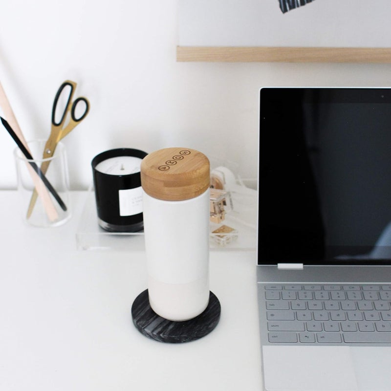 Soma Full Circle Home Soma Insulated Ceramic Mug with Bamboo Lid Pearl 12oz - Image 4