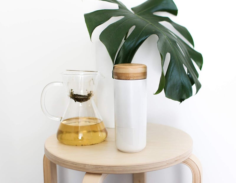 Soma Full Circle Home Soma Insulated Ceramic Mug with Bamboo Lid Pearl 12oz - Image 5