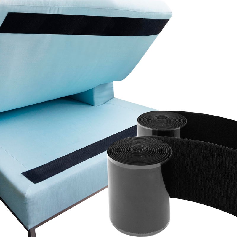ECOHomes Heavy Duty Strips for Couch Cushions 4 Inch x 65 FT Keep Sofa Cushions from Sliding Adhesive Hook And Loop Tape Roll To Prevent Sliding Couch Cushion Outdoor Non Slip Furniture Grip Black