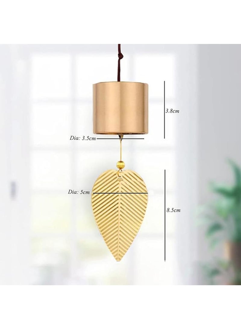 SOLARAE Gold Leaf Hanging Decoration Bell Wind Chime for Good Luck Chinese Feng Shui Bell Hanging Ornament for Safe Wealth Window Hanging Pendant, 1PCS - Image 5