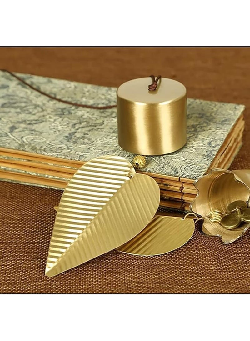 SOLARAE Gold Leaf Hanging Decoration Bell Wind Chime for Good Luck Chinese Feng Shui Bell Hanging Ornament for Safe Wealth Window Hanging Pendant, 1PCS - Image 3