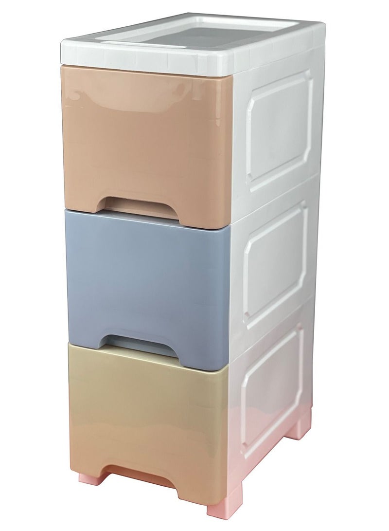 Cool Baby Plastic cabinet, 3 drawers storage dresser,small closet drawers organizer for clothes,toys,bedroom,playroom, 20cm macaron. - Image 1