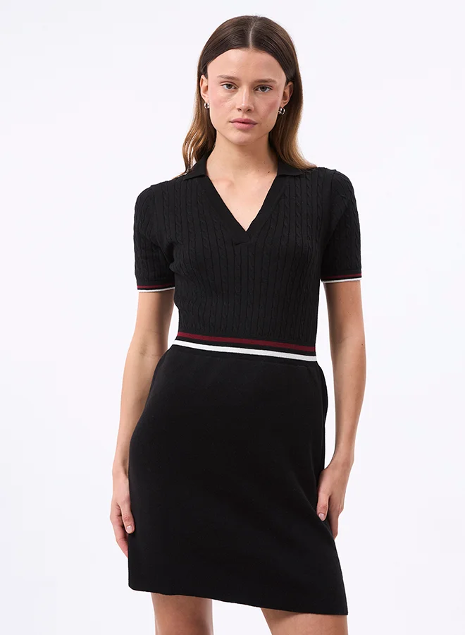 فيليكس هاردي V neck Collared Elegant Knit Midi Summer Dress