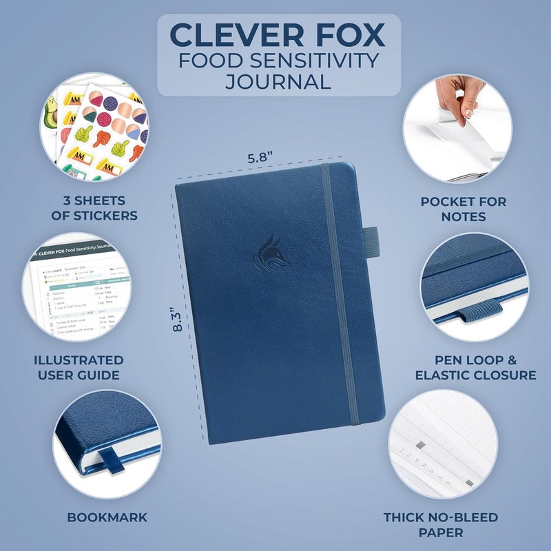 Clever Fox Food Sensitivity Journal  Daily Intolerance  Symptom Log for IBS Diabetic Low Fodmap Elimination Diet  Health Tracker Mystic Blue - Image 2