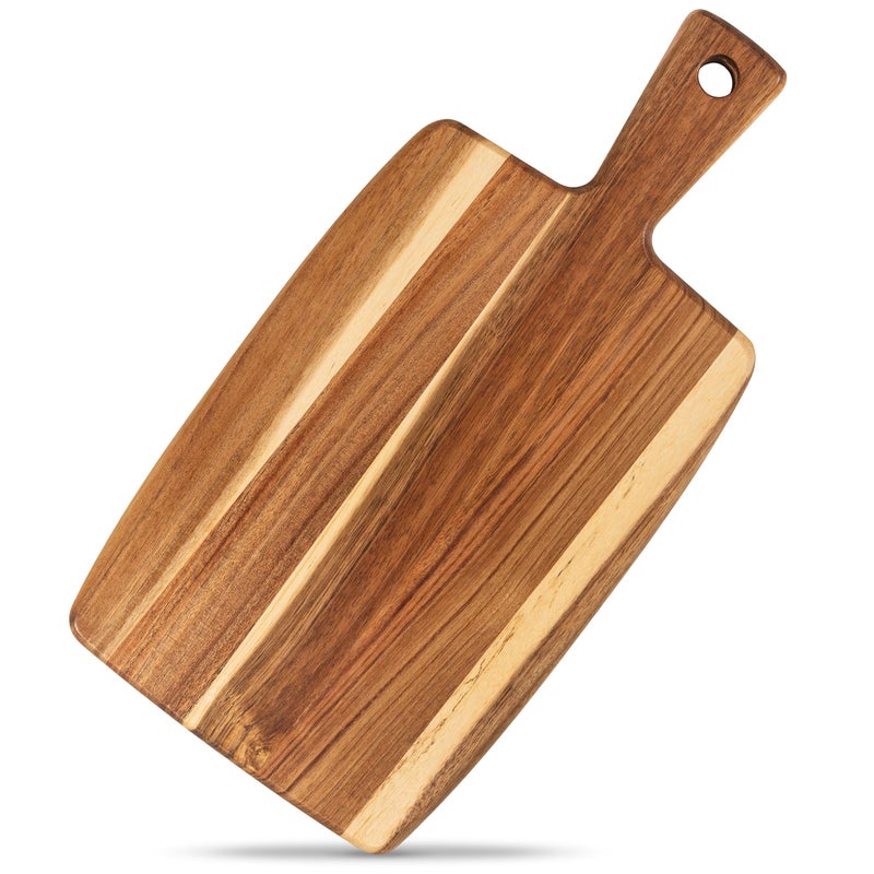 Acacia Wood Cutting Board and Chopping Board with Handle for Meat Cheese Board Vegetables Bread and Charcuterie  Decorative Wooden Serving Board for Kitchen and Dining Room 16 x 8