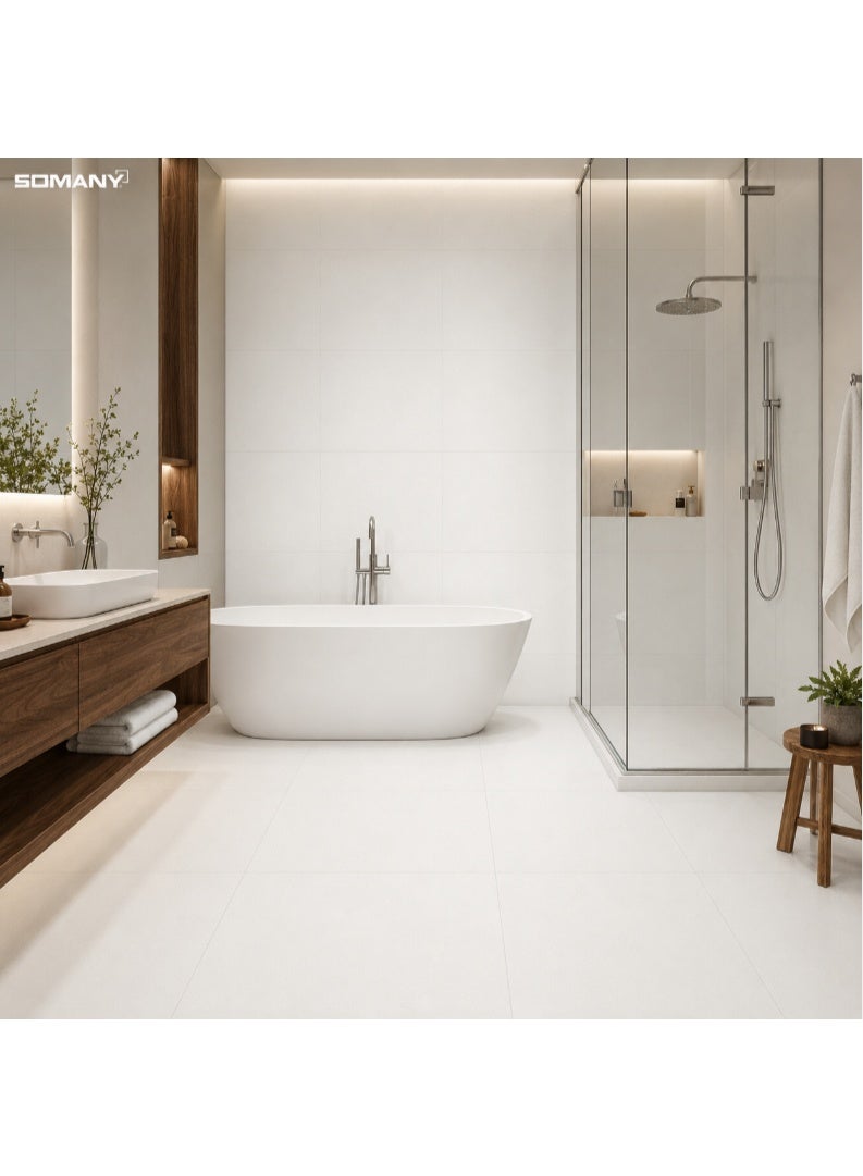 SOMANY FB Dusky S&P White 600x600MM Matt & Polished Floor Tile – 11mm Thickness | Modern Dual-Finish Ceramic Tile for Elegant Flooring | 1.44 SQM - Image 3