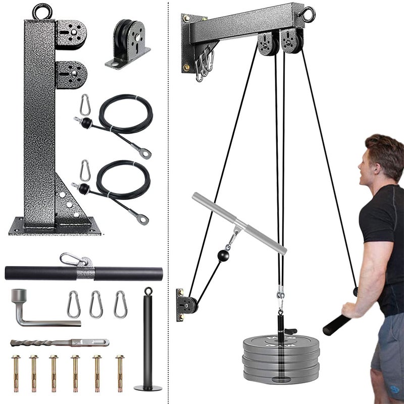 Fitness Wall Mount Pulley System Weight Cable Pulley System for Gym Lat Pull Down and Low Row Cable Machine Cable Station Equipment