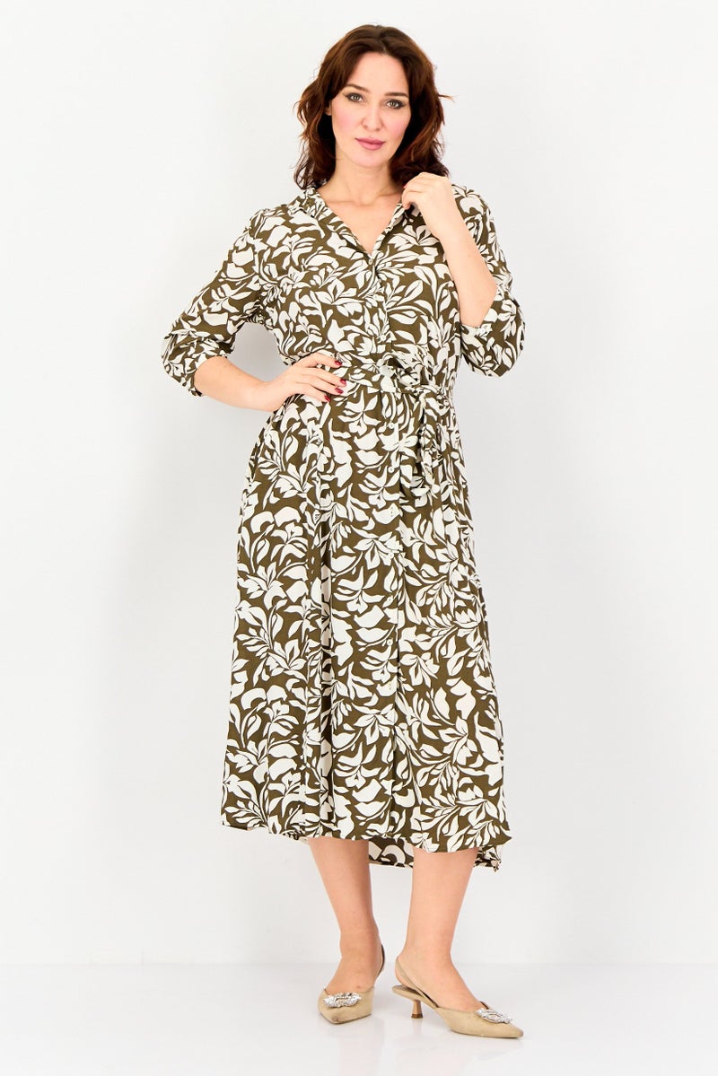 Tchibo فستان ميدي مزخرف بالورود للنساء، متعدد الألوان - Image 1