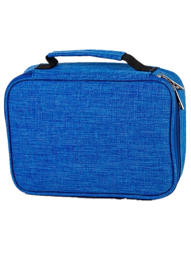 Canvas Pencil Case Blue 120 Slots Pen Case School Pencil Case Multi Compartments Slot Pen Organizer Bag for Colored Pencils Markers Gel Pencils - Image 1