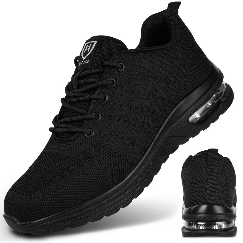 OFFCUP Safety Shoes, Work Shoes, Steel Toe Men's Women's Ultra Lightweight Soft and Comfortable Breathable Lightweight and Scratch Resistant, Black/White, 44 EU wide - Image 1