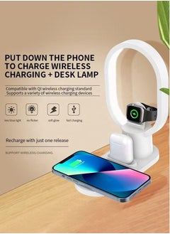 Perfii 4 in 1 LED Bedside Table Lamp with Wireless Charger Night Light with USB Port Support Fast Wireless Charger with Touch Control Table Lamp for Reading Bedroom Living Room and Offices  - Image 5