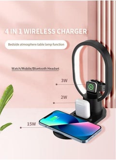 Perfii 4 in 1 LED Bedside Table Lamp with Wireless Charger Night Light with USB Port Support Fast Wireless Charger with Touch Control Table Lamp for Reading Bedroom Living Room and Offices  - Image 3