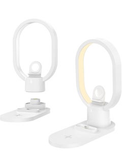 Perfii 4 in 1 LED Bedside Table Lamp with Wireless Charger Night Light with USB Port Support Fast Wireless Charger with Touch Control Table Lamp for Reading Bedroom Living Room and Offices  - Image 2