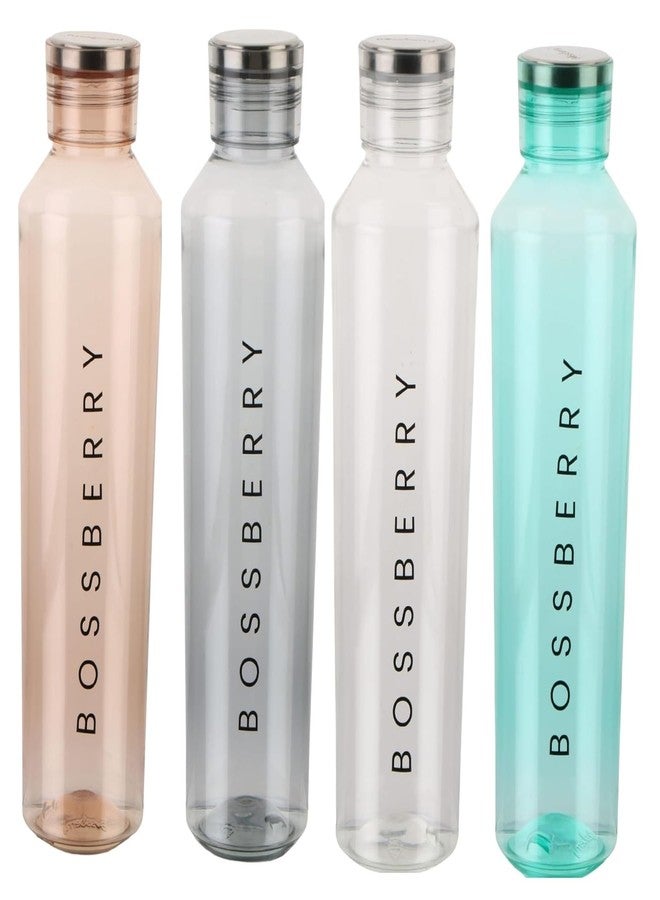 Bossberry BPA Free and Leak Proof Reusable Pet Plastic Carnival Water Bottles & Fridge Bottle Set Pack of 4 Ideal for School, Travel, Work 1000 ML - Image 1