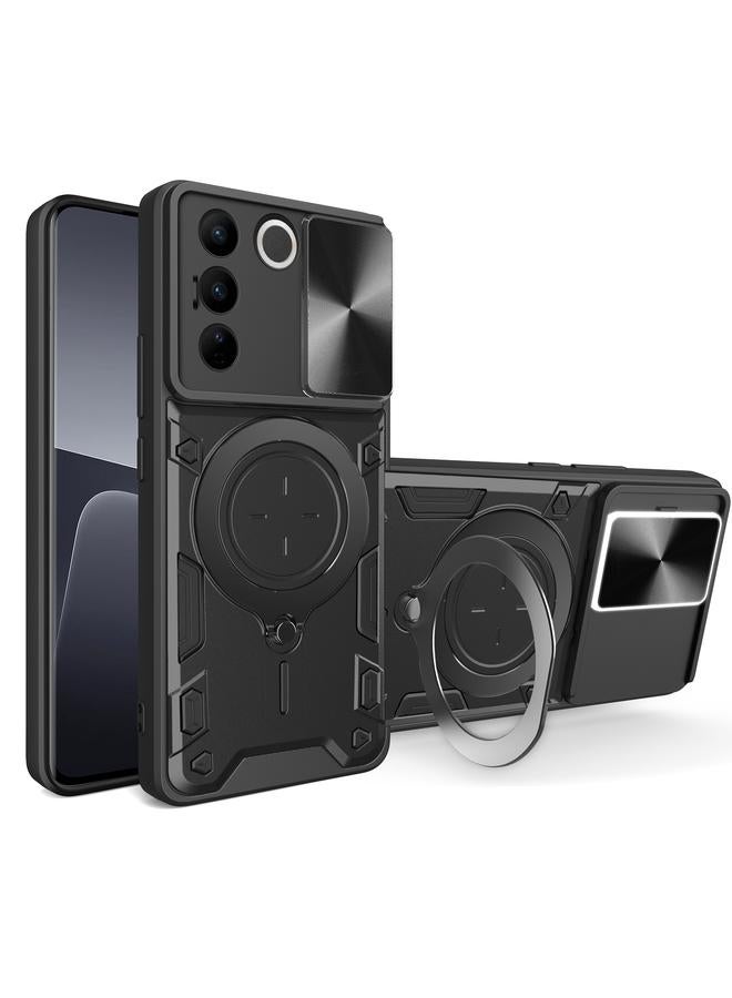 إيروريكس جراب لهاتف vivo S16 / S16 Pro / V27 5G CD Texture Sliding Camshield حامل مغناطيسي جراب هاتف - Image 1