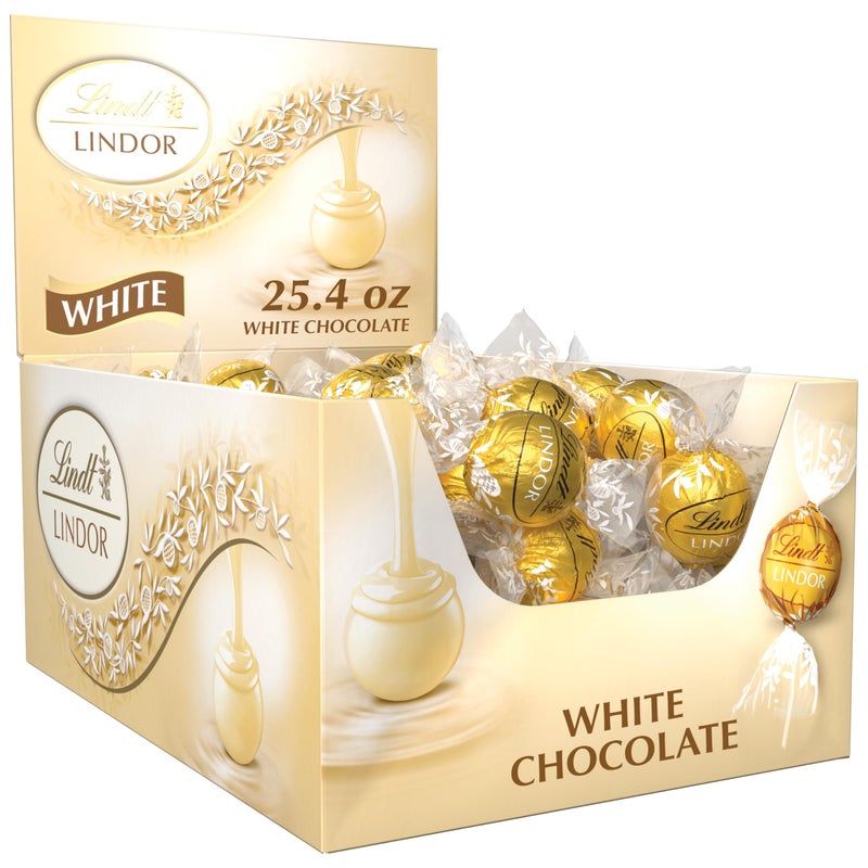 Lindt LINDOR White Chocolate Candy Truffles, White Chocolate Candy with Smooth, Melting Truffle Center, 25.4 oz., 60 Count - Image 1