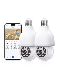 Light Bulb Security Camera, 2Pcs 5G& 2.4GHz 1080P HD Security Cameras Wireless Outdoor Motion Human Detection, Two-Way Talk, Color Night Vision, Siren Alarm, Bulb Camera Compatible with Alexa