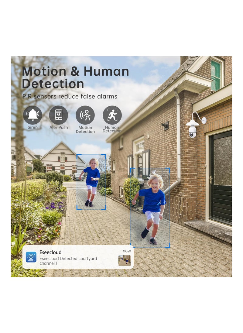 SYOSI - Light Bulb Security Camera, 2Pcs 5G& 2.4GHz 1080P HD Security Cameras Wireless Outdoor Motion Human Detection, Two-Way Talk, Color Night Vision, Siren Alarm, Bulb Camera Compatible with Alexa - Image 1