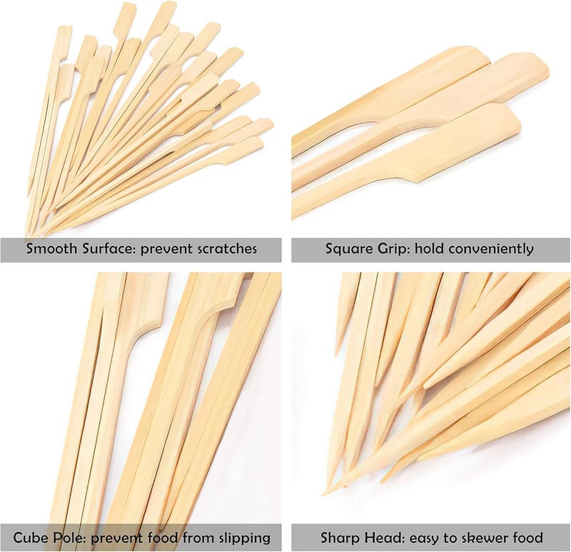 MOLFUJ 4.7 Inch Bamboo Skewers 100PCS Food Appetizer Toothpicks Wide Flat Paddle Bamboo Wood Picks for Cocktail, Marshmallow, Fruit, Grilling, Drink, BBQ, Barbecue, Yakitori Chicken, Fondue, Roasting - Image 2