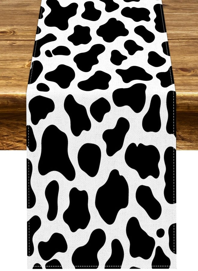 Pudodo Cow Print Table Runner Cowboy Themed Birthday Party Western Baby Shower Barnyard Kitchen Dining Room Home Decor (Cow, 13" x 72") - Image 1