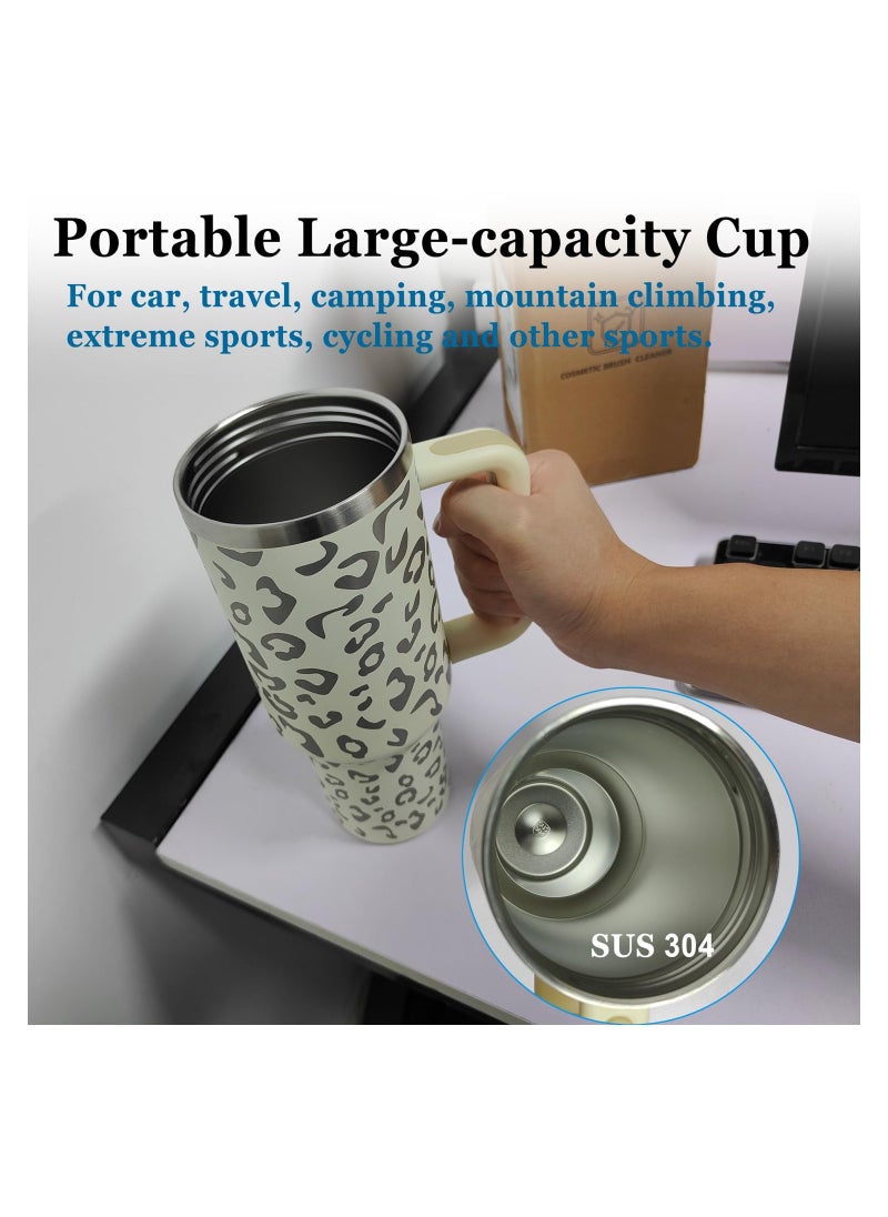 SYOSI - 40 oz Tumbler, with Handle and Straw Lid, Insulated Cup, Reusable Stainless Steel Water Bottle, Leak Proof Tumblers Mug Cups, Gifts for Women Men, Suitable for Outdoor Travel / Sport - Image 1