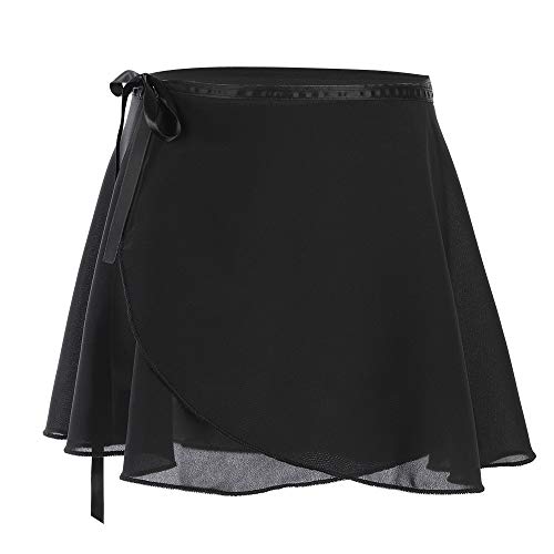 Soudittur Ballet Wrap Skirts Chiffon Dance Skirt for Toddler/Girls/Women (Black, Medium) - Image 1