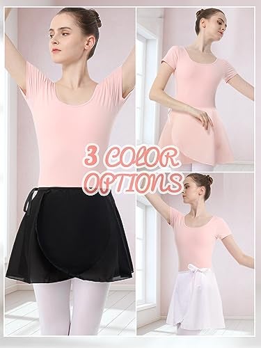 Soudittur Ballet Wrap Skirts Chiffon Dance Skirt for Toddler/Girls/Women (Black, Medium) - Image 3