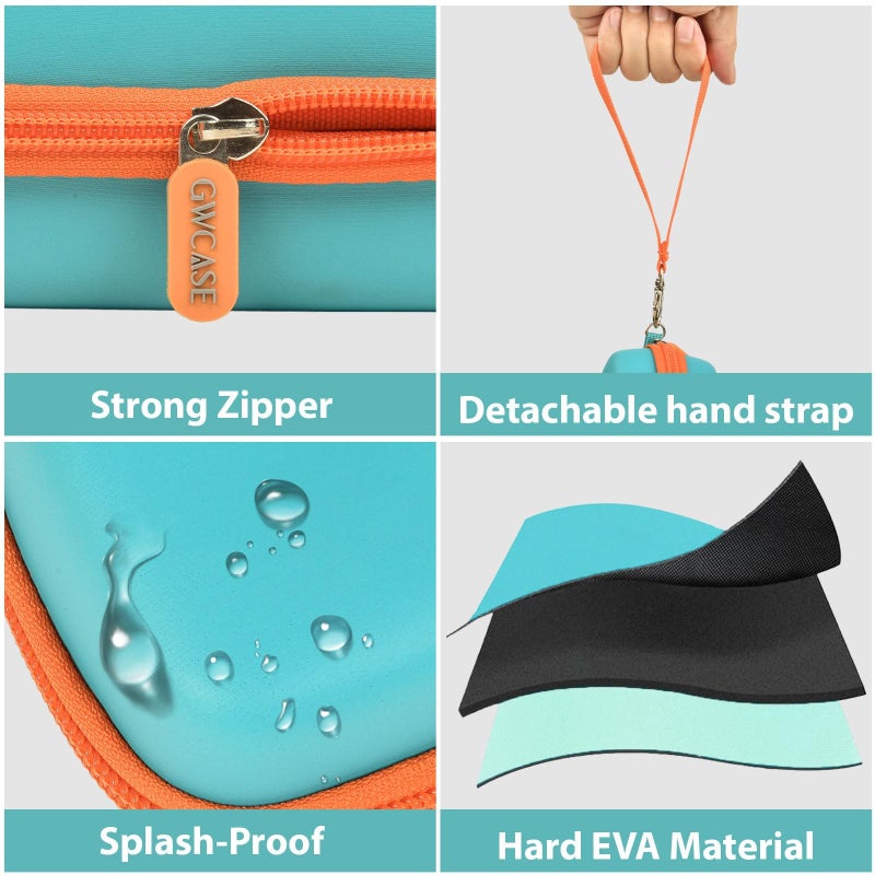 GWCASE Case Compatible with 3Doodler Start+ Essentials 3D Printing Pen for Kids, Travel Organizer Carryer for Filament Refill Packs, Micro-USB Charger (Box Only)- Green with Orange Zippper - Image 5