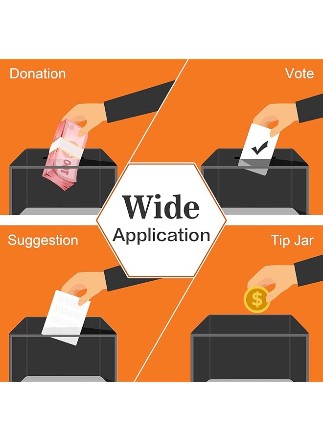 erorex Black Donation Box With Lock Ballot Box With Sign Holder Suggestion Box Storage Container For Voting Raffle Box Tip Jar 6.2 Inch X 4.6 Inch X 4.0 Inch - Image 4