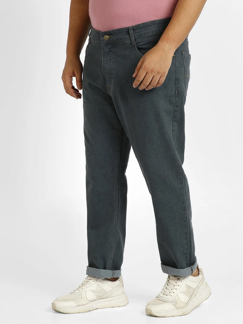 Urbano Fashion  Urbano Plus Men's Grey Regular Fit Washed Jeans Stretchable  | Best Price UAE