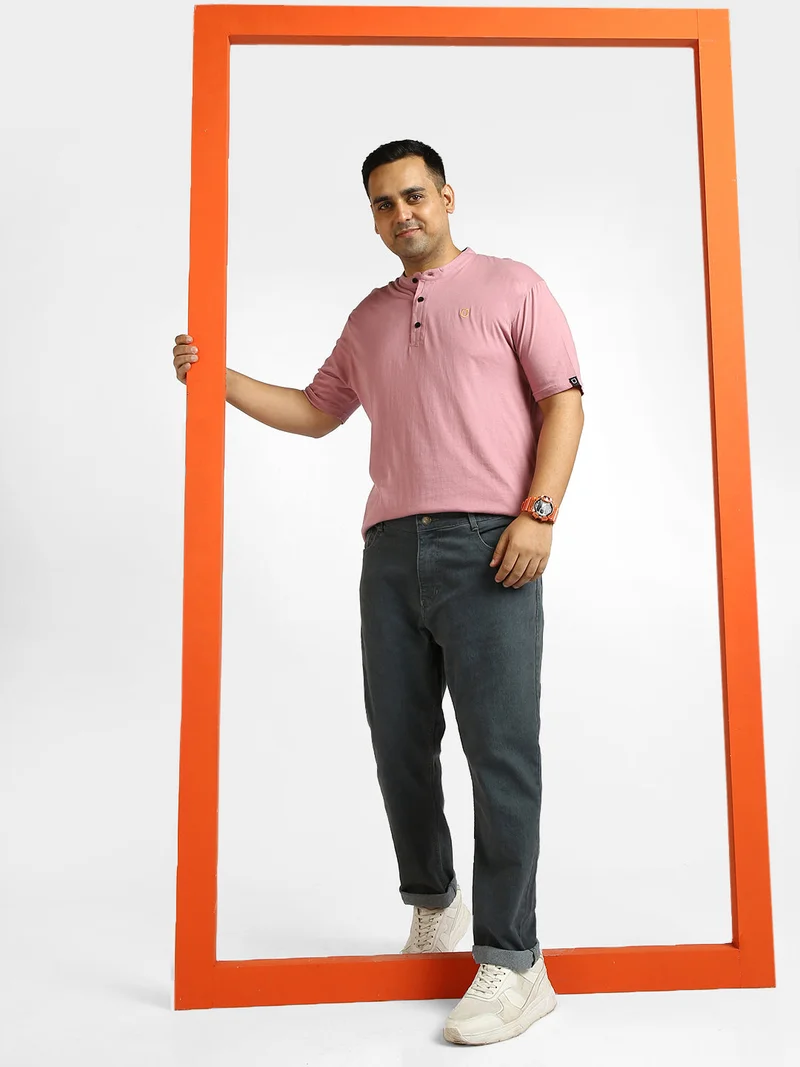 Urbano Fashion  Urbano Plus Men's Grey Regular Fit Washed Jeans Stretchable  | Best Price UAE