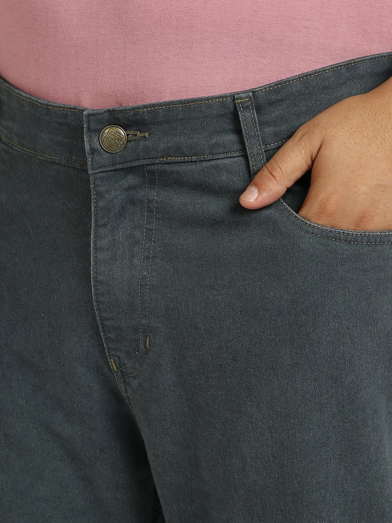 Urbano Fashion  Urbano Plus Men's Grey Regular Fit Washed Jeans Stretchable  | Best Price UAE
