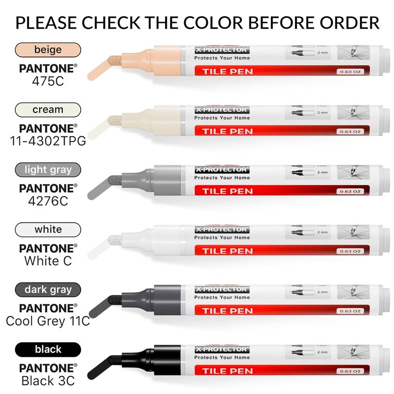 X-Protector Water Based Grout Marker - 2 PCS with 8 Tips, Dark Gray - Image 2