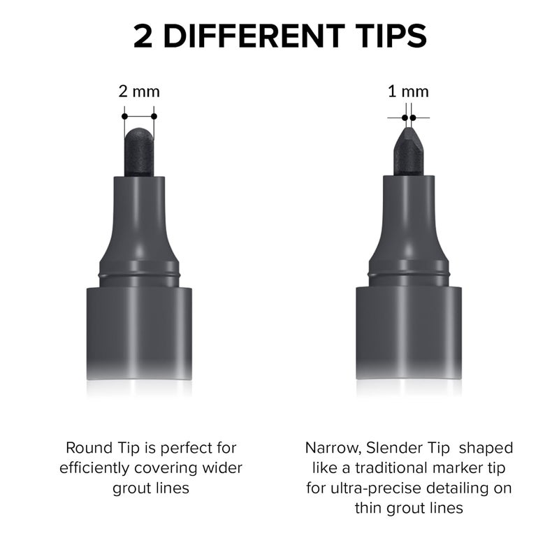 X-Protector Water Based Grout Marker - 2 PCS with 8 Tips, Dark Gray - Image 5