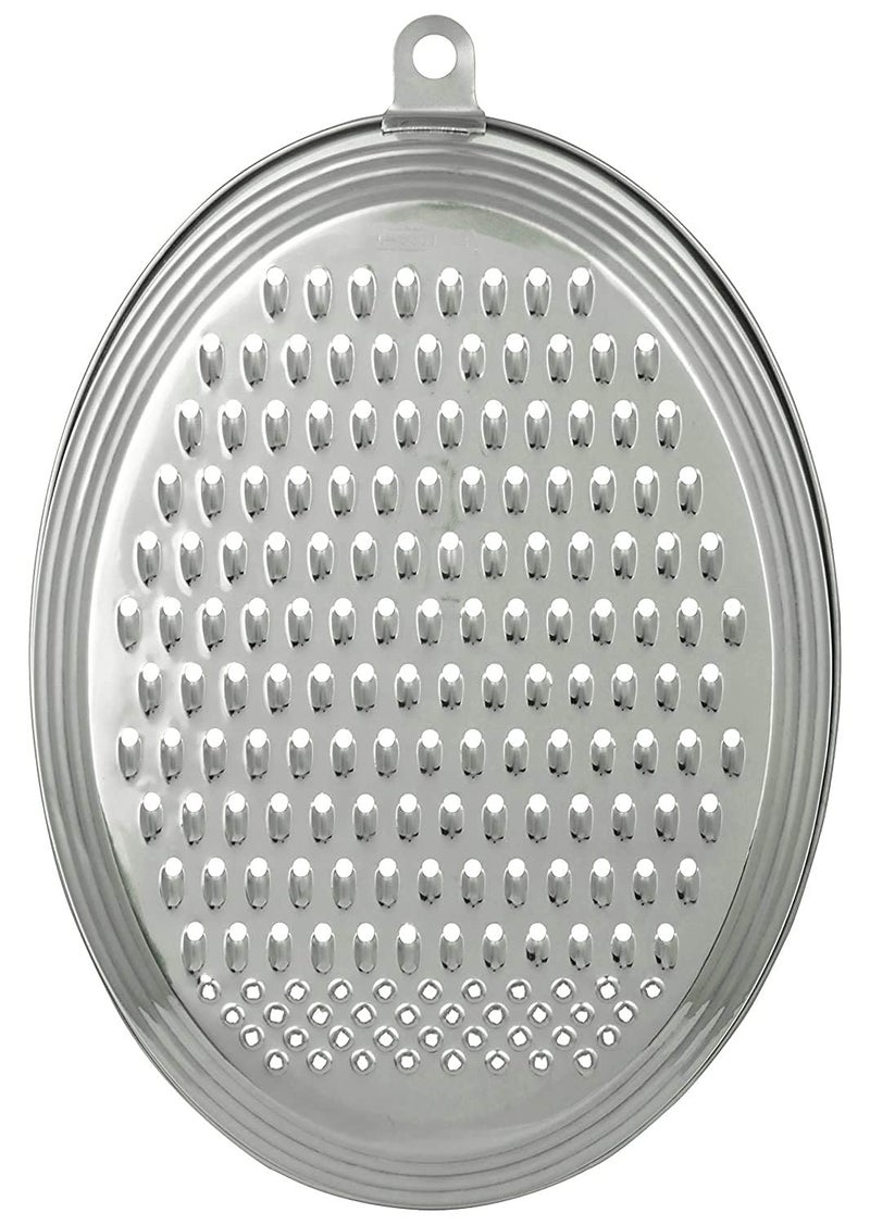JGS Stainless Steel Oval Shape Kaddukas Ghiyakas Gajar Coconut Gingar Vegetable Multipul Grating Grater Fruits for Kitchen Daily Multipurpose Use Cheese Grater (Silver) - Image 5