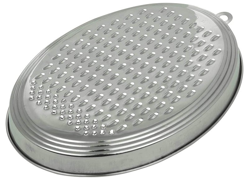 JGS Stainless Steel Oval Shape Kaddukas Ghiyakas Gajar Coconut Gingar Vegetable Multipul Grating Grater Fruits for Kitchen Daily Multipurpose Use Cheese Grater (Silver) - Image 2