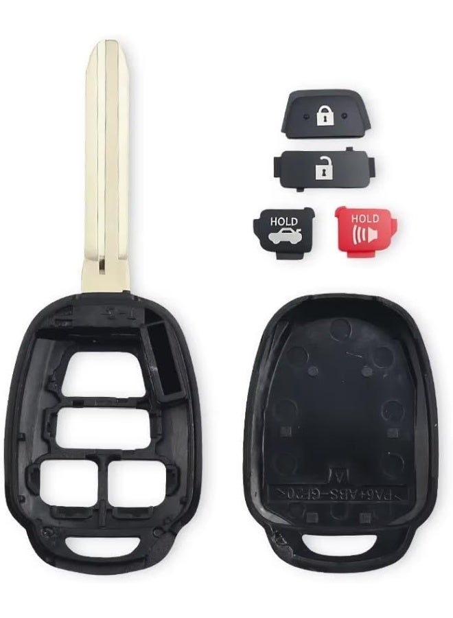 4 Button Replacement Key Shell Case for Toyota Corolla, Yaris, Camry, Sequoia, Tundra, Highlander, Prius, RAV4, Sequoia, Tacoma, Remote Fob Cover Uncut Blade - Image 2