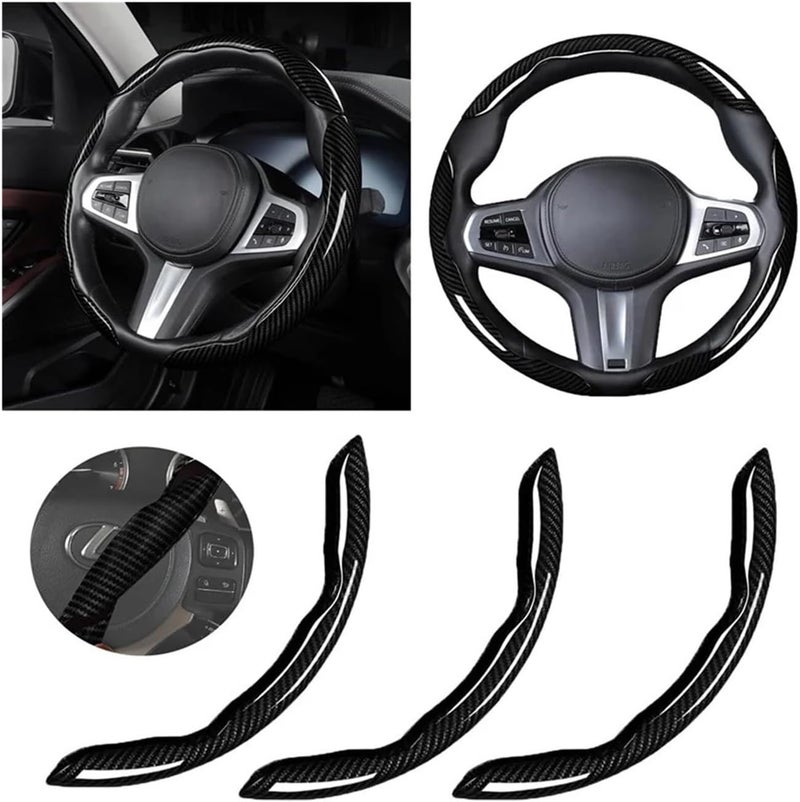 3Pc Universal 38cm Carbon Fiber Steering Wheel Cover Set | fit for Car Accessories for 99% Vehicles(Red) - Image 3