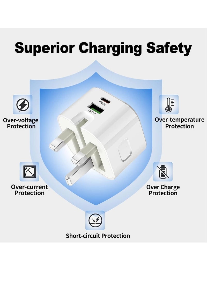 ELTRAZONE 25W USB-C Dual Port Charger, Foldable Plug Wall Charger, Infino Travel Adapter, PD TYPE C+USB Quick Charge 3.0 - compatible with iPhone 12/13/14, Samsung, Huawei, iPad, Google Pixel - Image 5