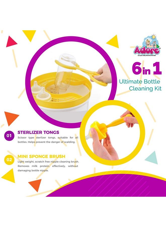 Adore Bottle Nipple And Straw Cleaning Kit Multi Color Feeding Bottle Cleaner Brush (Cleaning Brush Kit) (Ultimate 6 In 1) - Image 3