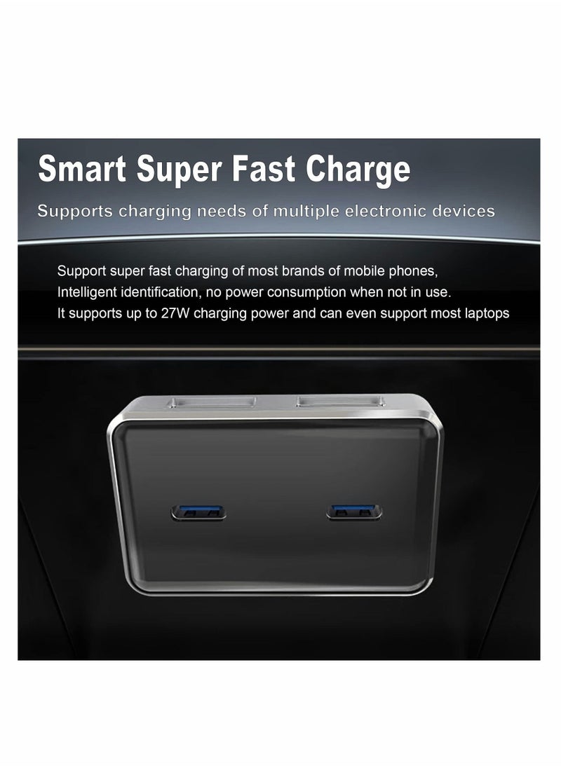 Y&D Compatible with Tesla Model 3/Y Usb Hub, 4 in 1 Ports Docking Station, Center Console Charger Adapter PD Fast USB Spiliter Fit for 3 Y Accessories  - Image 5