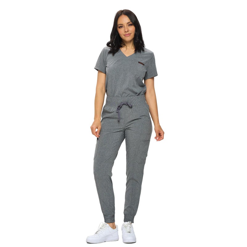 MONARCH UNIFORMS زي موحد موناك للنساء مجموعة سكرابز جوجر مرنة باللون الرمادي الفاتح - XL - Image 4