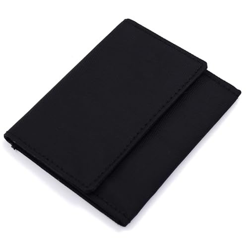 Asraw Flip Top Card and Cash Unisex Wallet | Nylon Material | Holds up to 8 Credit/Debit/ATM Cards | Slim & Easy to Fit | Handcrafted Money Purse (Black) - Image 1