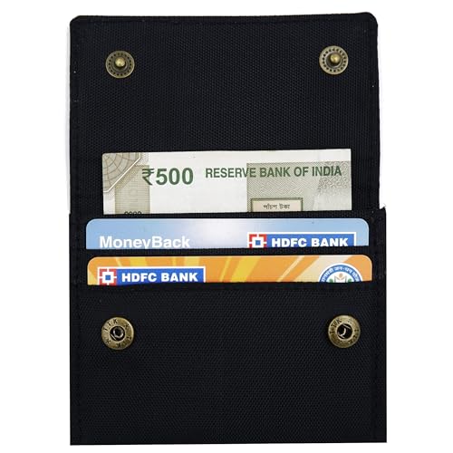 Asraw Flip Top Card and Cash Unisex Wallet | Nylon Material | Holds up to 8 Credit/Debit/ATM Cards | Slim & Easy to Fit | Handcrafted Money Purse (Black) - Image 3